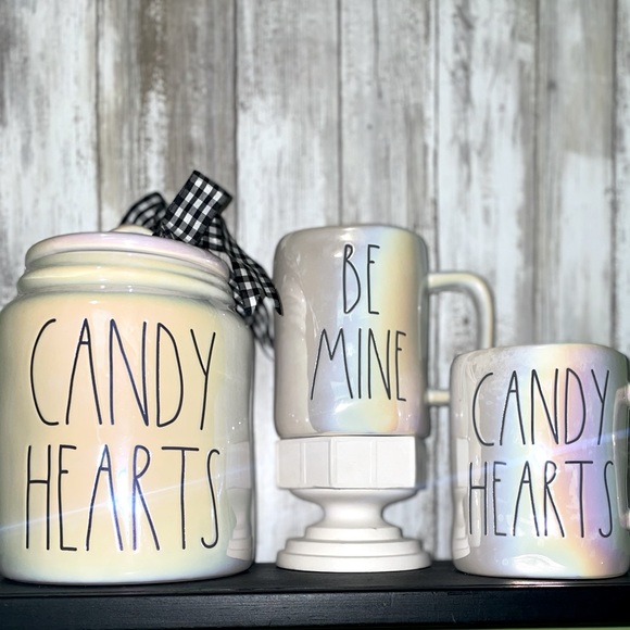 Rae Dunn Other - 💕💜  Rae Dunn Iridescent Candy Hearts Canister And 2 mugs